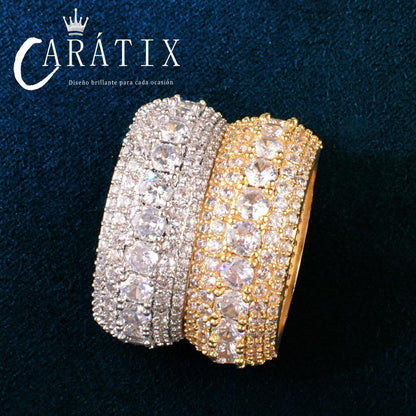 CARÁTIX Ting Jie Hip-Hop Personality Niche Micro-Inlaid White Zirconium Ring | Manufacturer Direct High-Quality Hip-Hop Jewelry - CaratixJewelry
