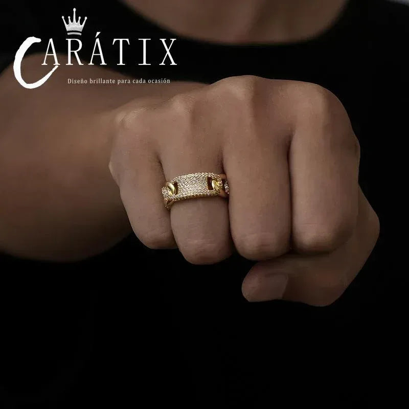 CARÁTIX Trendy Pig Nose Ring – Hip Hop Dense Zircon Stylish Simple Personality Ring | High-Quality Hip-Hop Jewelry - CaratixJewelry