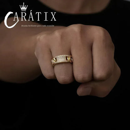 CARÁTIX Trendy Pig Nose Ring – Hip Hop Dense Zircon Stylish Simple Personality Ring | High-Quality Hip-Hop Jewelry - CaratixJewelry