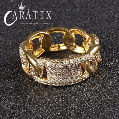 CARÁTIX Trendy Pig Nose Ring – Hip Hop Dense Zircon Stylish Simple Personality Ring | High-Quality Hip-Hop Jewelry - CaratixJewelry