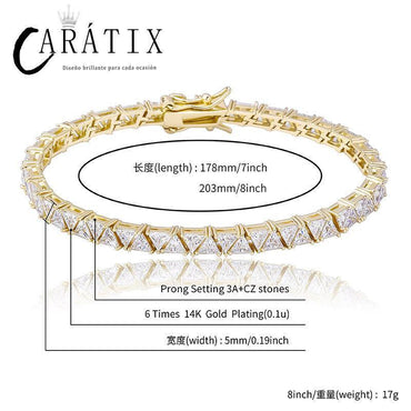 CARÁTIX Triangle CZ Tennis Chain Necklace – Claw Set Iced Out Hip Hop Bling Jewelry for Men & Women - CaratixJewelry