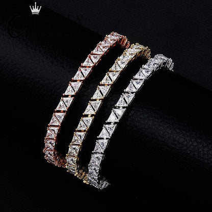 CARÁTIX Triangle CZ Tennis Chain Necklace – Claw Set Iced Out Hip Hop Bling Jewelry for Men & Women - CaratixJewelry