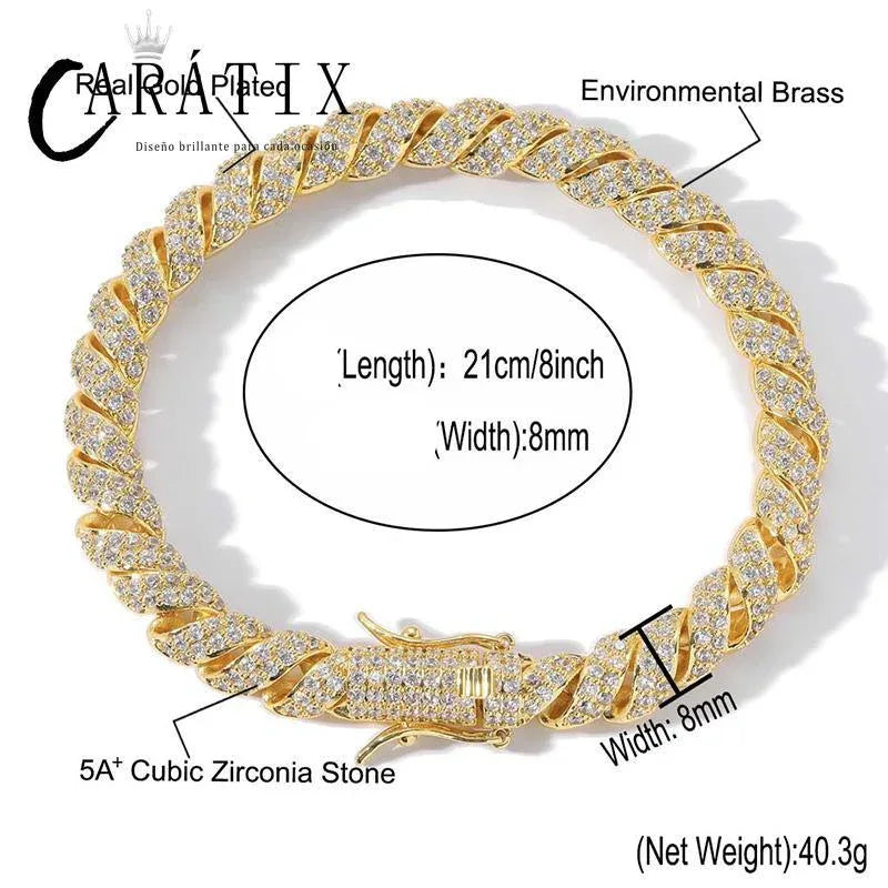 8mmTwist Rope Link Chain | 5A+ CZ Iced Out Hip Hop Necklace - CaratixJewelry