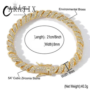 8mmTwist Rope Link Chain | 5A+ CZ Iced Out Hip Hop Necklace - CaratixJewelry