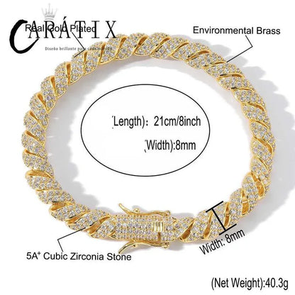 8mmTwist Rope Link Chain | 5A+ CZ Iced Out Hip Hop Necklace - CaratixJewelry