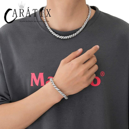 8mmTwist Rope Link Chain | 5A+ CZ Iced Out Hip Hop Necklace - CaratixJewelry