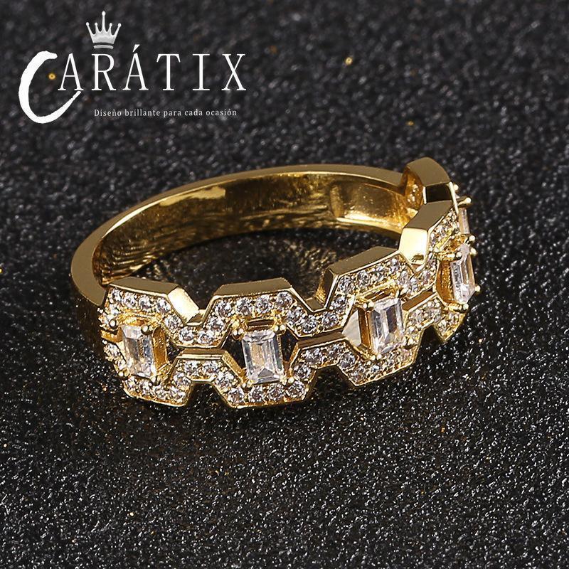 CARÁTIX Vintage Inlaid Square & Round Couple Ring – Plated Personality Simple Unisex Ring | High-Quality Hip-Hop Jewelry - CaratixJewelry