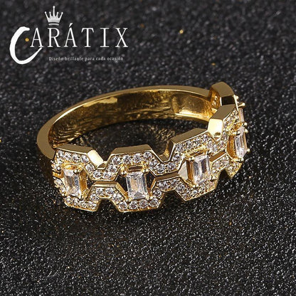 CARÁTIX Vintage Inlaid Square & Round Couple Ring – Plated Personality Simple Unisex Ring | High-Quality Hip-Hop Jewelry - CaratixJewelry