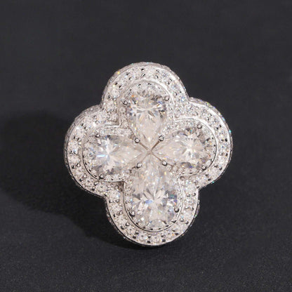 Flower Moissanite Men’s Ring | S925 Silver Luxury Iced Out Hip Hop Jewelry - CaratixJewelry