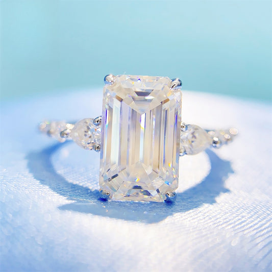 2026 Summer New S925 Silver 4ct Princess Cut Moissanite Ring | 4 Carat Square D VVS1 | Caratix