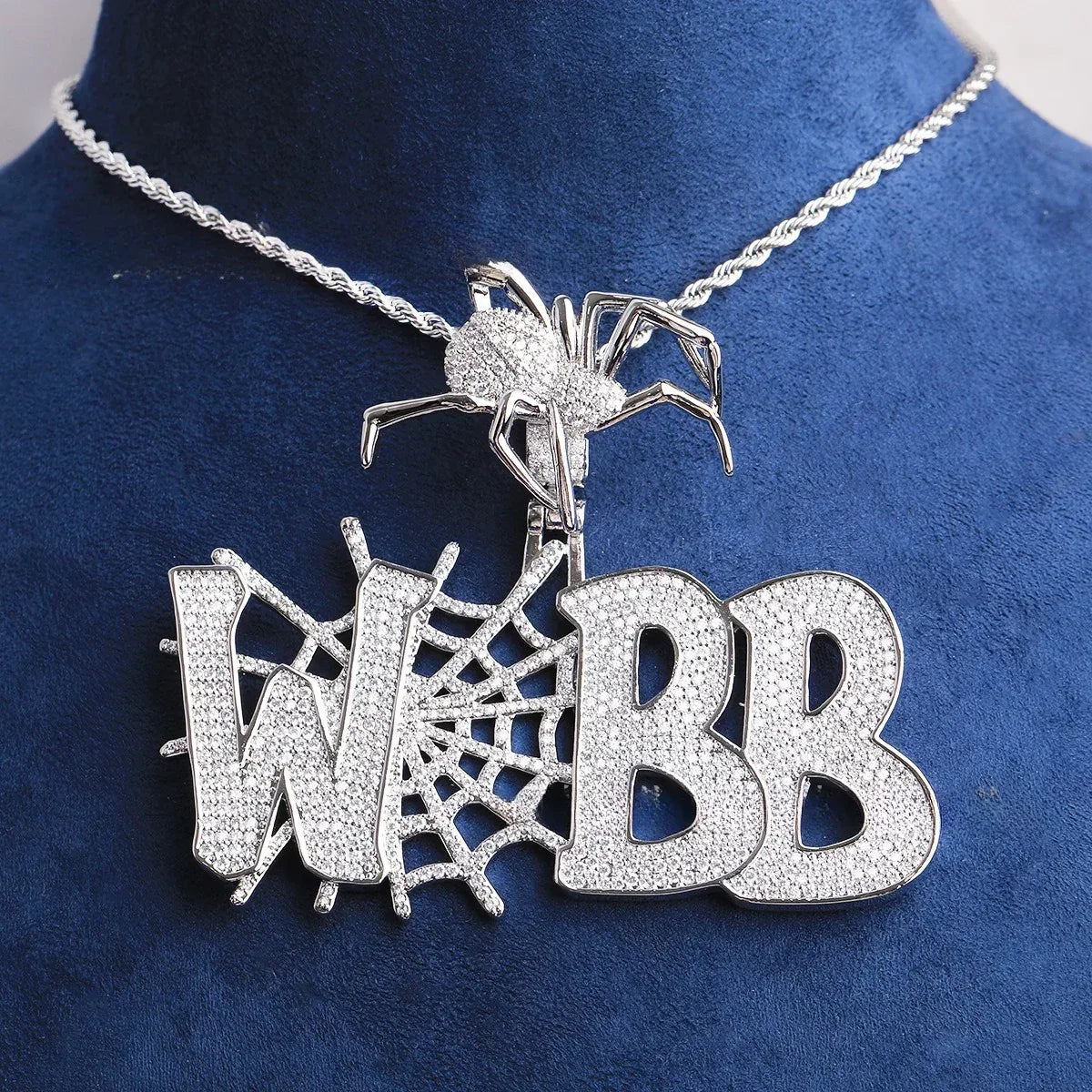Creative Iced Out "Spider Bail" Initial Pendant | Men's A-Z Letter Necklace - CaratixJewelry