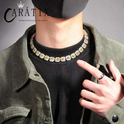 CARÁTIX - Hip Hop 3A+ CZ Stone Paved Bling Iced Out 12.5mm Tennis Link Chain Bracelets Necklaces for Men Women Unisex Rapper Jewelry Valentine's Day Gift for Men & Girls & Boys Mothers' Day Gift #Springtok