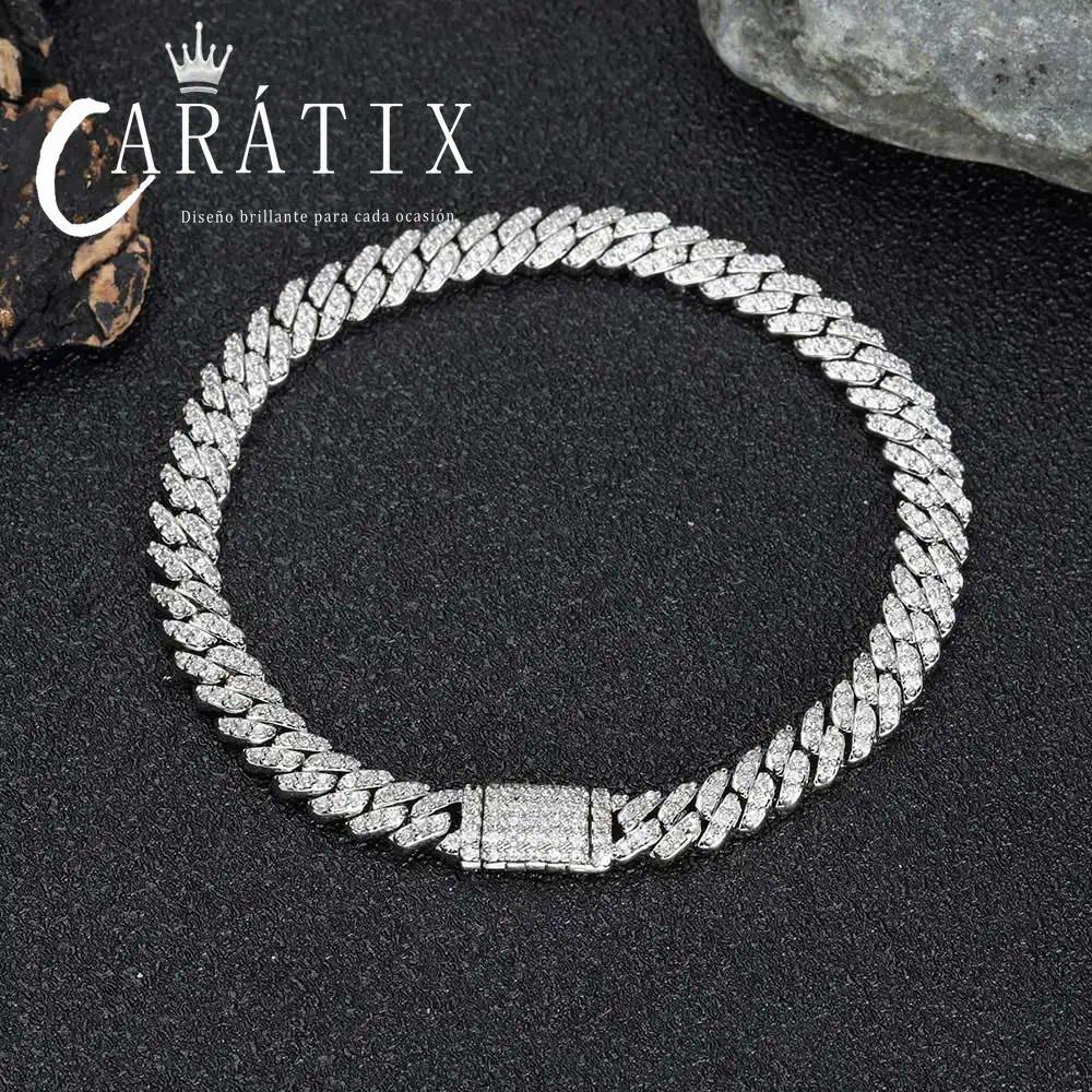 CARÁTIX 6MM Miami Cuban Link Charm Bracelet – Bling Zircon Hip Hop Jewelry for Men & Women