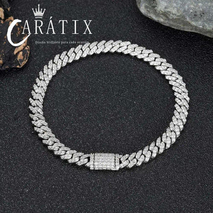 CARÁTIX 6MM Miami Cuban Link Charm Bracelet – Bling Zircon Hip Hop Jewelry for Men & Women