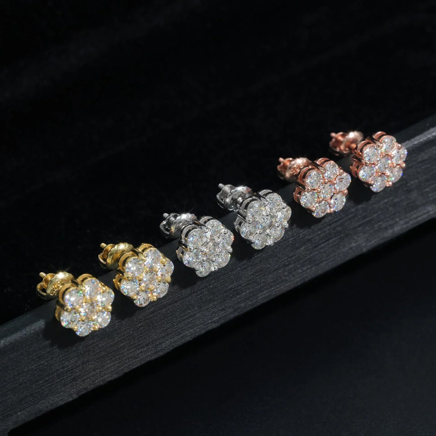 925 Silver Flower Shape Moissanite Look Earrings Unisex Jewelry - CaratixJewelry