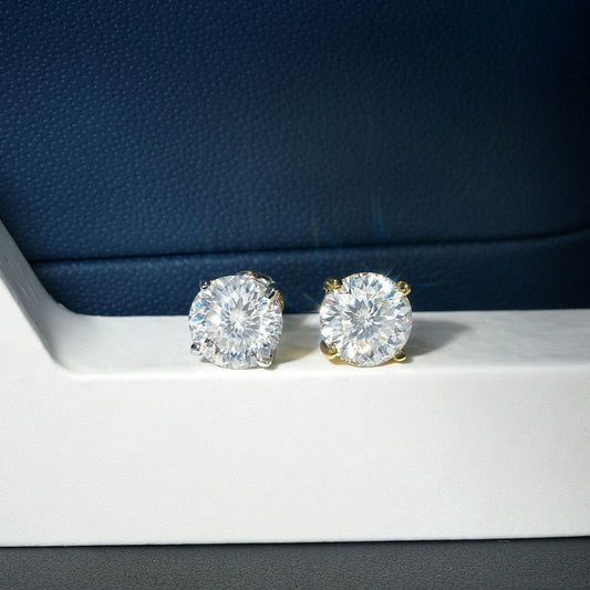 S925 Silver VVS Nest Cut Moissanite Stud Earrings - CaratixJewelry