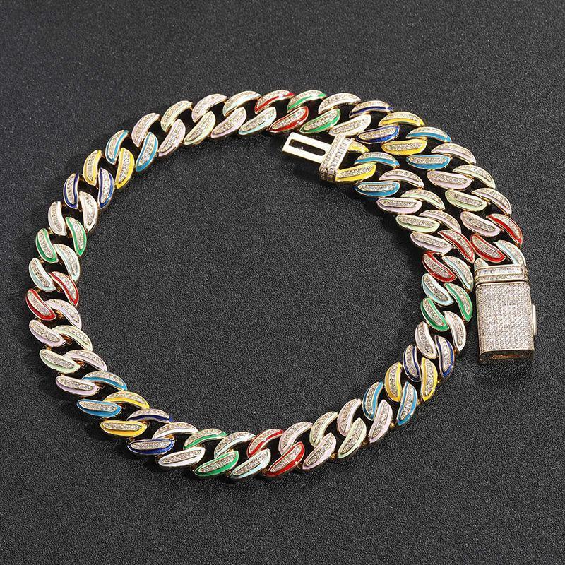 CARÁTIX 15mm Color Drip Cuban Chain | 3A+ CZ Iced Out Hip Hop Necklace for Men - CaratixJewelry
