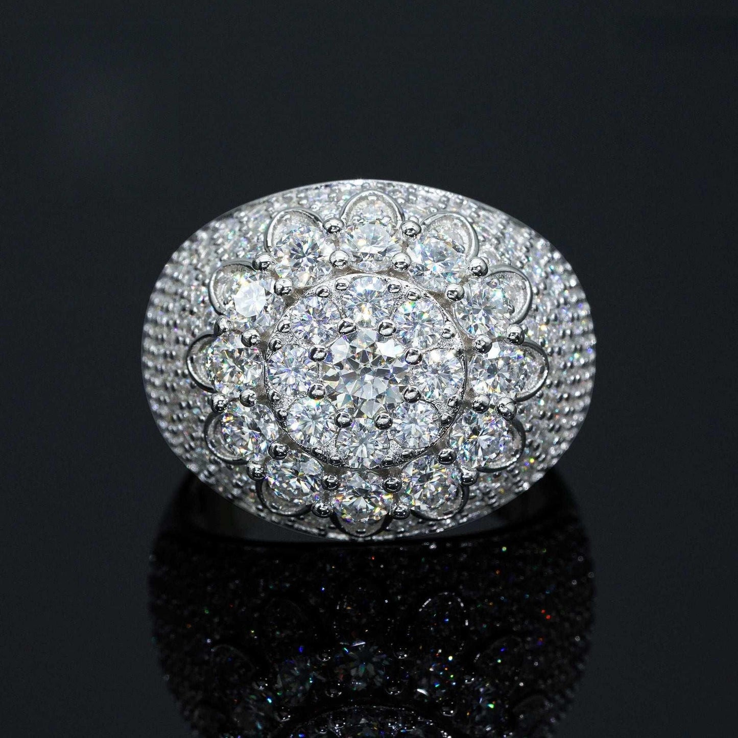 Men’s Moissanite Mini-Iced Ring | S925 Silver Full Iced Out Hip Hop Jewelry - CaratixJewelry