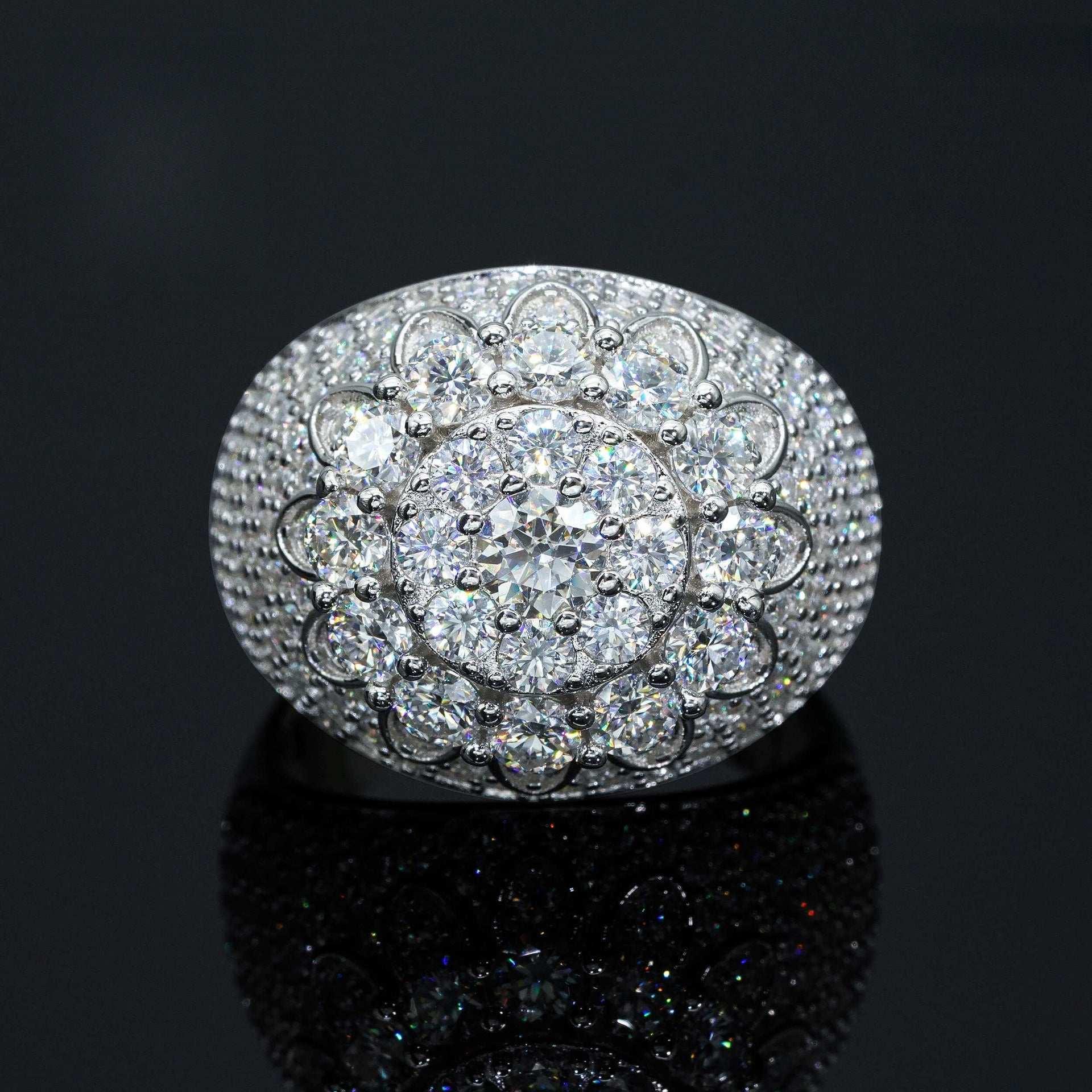 Men’s Moissanite Mini-Iced Ring | S925 Silver Full Iced Out Hip Hop Jewelry - CaratixJewelry