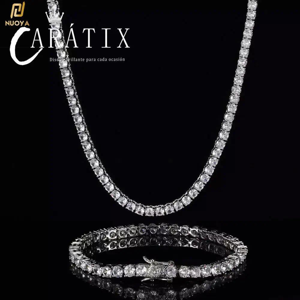 CARÁTIX -  Brass Setting CZ Tennis Chain Necklace Gold/Silver Color  AAAAA Cubic Zirconia Chain Valentine's Day Gift for Men & Girls & Boys Mothers' Day Gift #Springtok