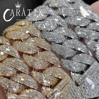 CARÁTIX 24mm 4 Row Cuban Link Chain Necklace – CZ Prong Iced Out Thick Brass Hip Hop Bling Jewelry for Men | Gift