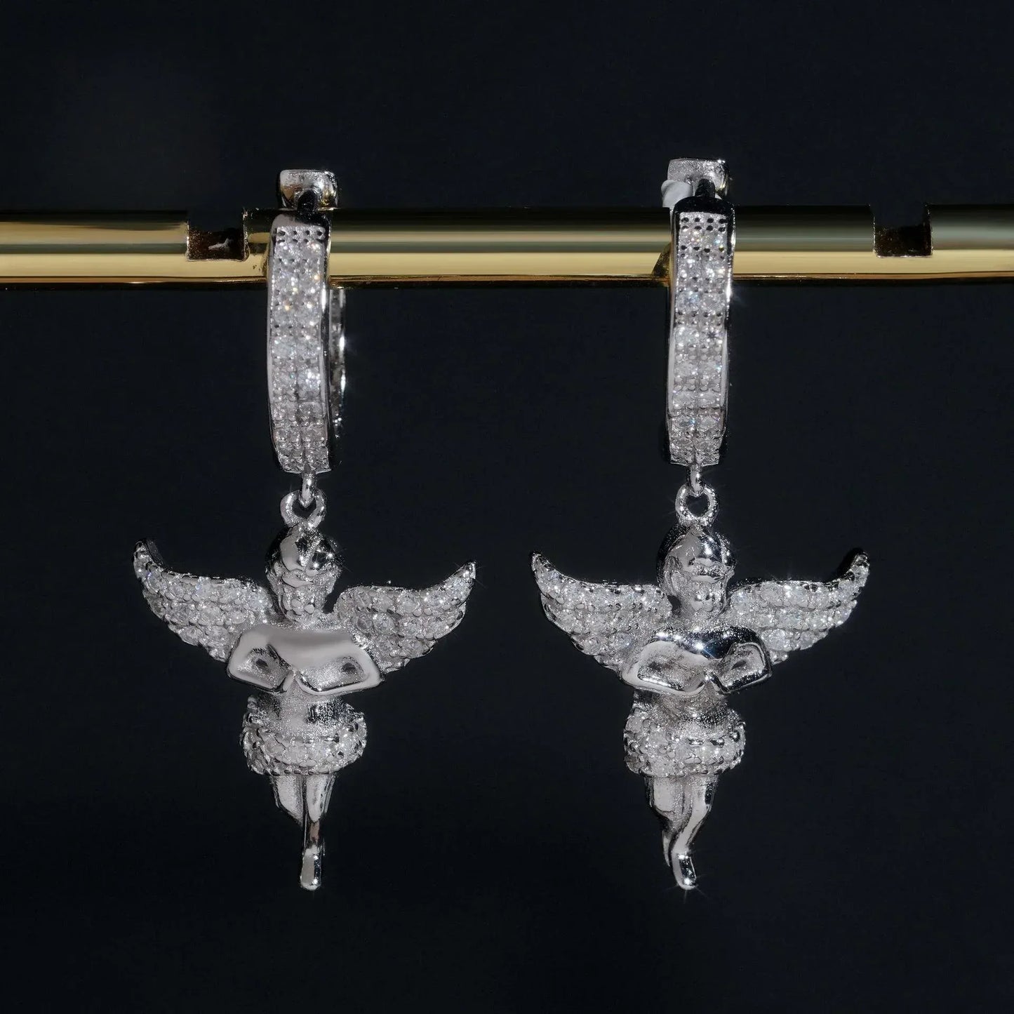 925 Silver Angel Style Moissanite Earrings Hip Hop Fashion - CaratixJewelry
