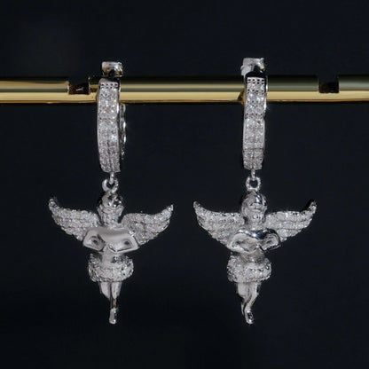 925 Silver Angel Style Moissanite Earrings Hip Hop Fashion - CaratixJewelry
