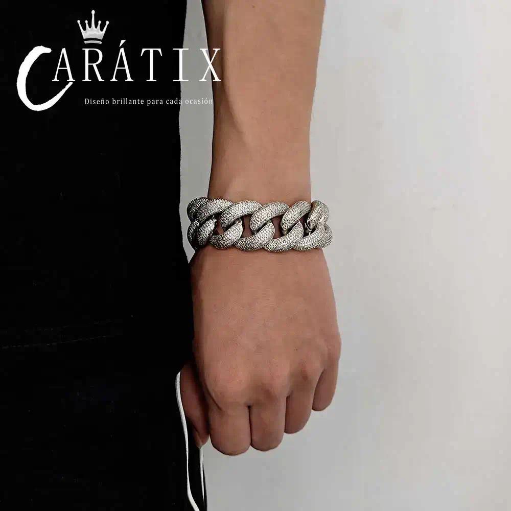 CARÁTIX - 25Mm  Miami Cuban Chain Bling Zircon Jewelry Zircon   Thick Link Necklace Valentine's Day Gift for Men & Girls & Boys Mothers' Day Gift #Springtok