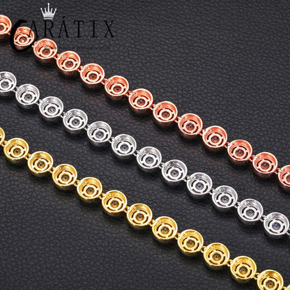 CARÁTIX - Hip Hop 3A+ CZ Stone Paved Bling Iced Out 1 Row Round CZ Stone Tennis Link Chain Necklaces for Men Rapper Jewelry Gift Valentine's Day Gift for Men & Girls & Boys Mothers' Day Gift #Springtok