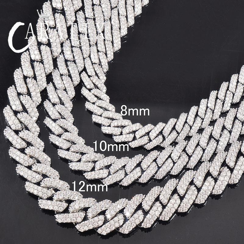 CARÁTIX 8mm/10mm/12mm Rhombus Cuban Link Chain Set – 5A+ CZ Iced Out Hip Hop Bling Necklace & Bracelet Jewelry for Men | Gift Idea