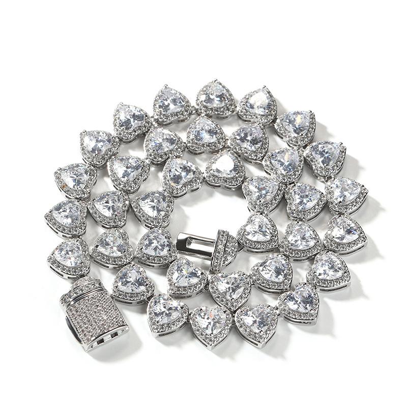 CARÁTIX - Hip Hop 3A+ Cubic Zirconia Bing Iced Out Heart Shape CZ Stone Tennis Link Chain Chokers Necklaces for Men Women Rapper Jewelry Valentine's Day Gift for Men & Girls & Boys Mothers' Day Gift #Springtok