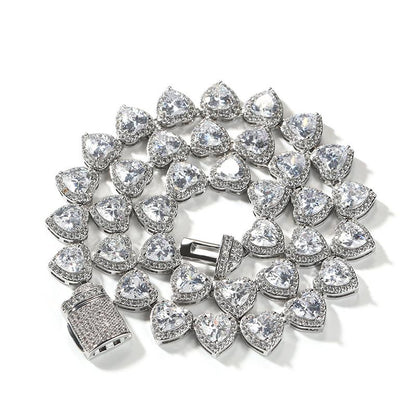 CARÁTIX - Hip Hop 3A+ Cubic Zirconia Bing Iced Out Heart Shape CZ Stone Tennis Link Chain Chokers Necklaces for Men Women Rapper Jewelry Valentine's Day Gift for Men & Girls & Boys Mothers' Day Gift #Springtok