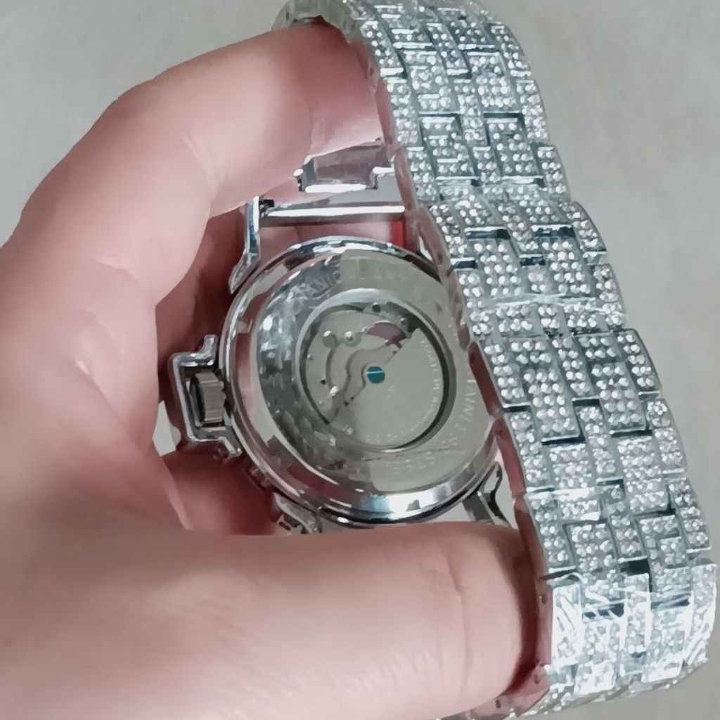 Luxury Mechanical Iced Out Watch Big Face Leather | Caratix