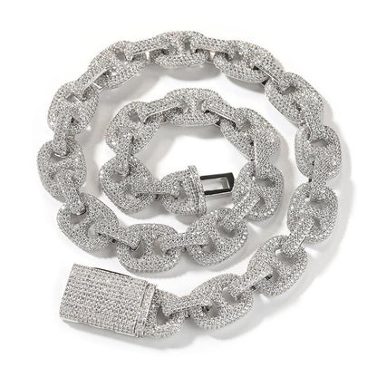 CARÁTIX – 16mm Wide Pig Nose Coffee Beans Link Chain Bracelet | 5A+ CZ Bling Iced Hip Hop Jewelry for Men