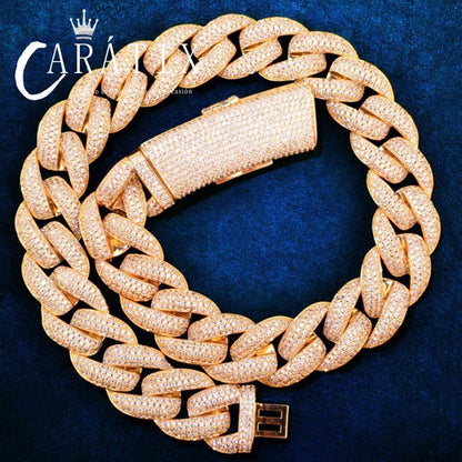 CARÁTIX Hip Hop 20mm Round Cuban Link Chain Necklace – Iced Out CZ Jewelry in Rose Gold & Silver for Men & Women