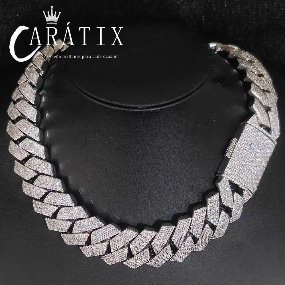 CARÁTIX 25MM 6-Row Cuban Chain Necklace – Thick CZ Prong Hip Hop Jewelry for Men & Women