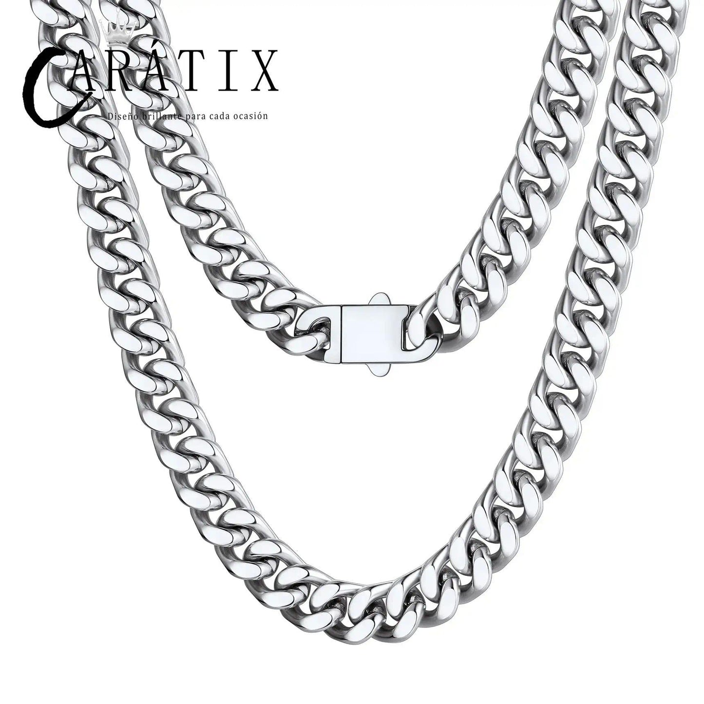 CARÁTIX - 8-16mm HipHop Miami Curb Cuban Chain Necklace Stainless Steel Men Cuban Link Chain Rappe Jewelry Mothers' Day Gift #Springtok