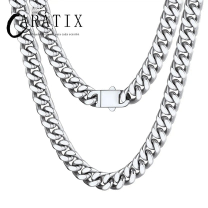 CARÁTIX - 8-16mm HipHop Miami Curb Cuban Chain Necklace Stainless Steel Men Cuban Link Chain Rappe Jewelry Mothers' Day Gift #Springtok
