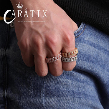 Caratix-Hip Hop Cuban Ring Real Electroplating Fashion Personality Hipster Ring High Quality Hip Hop Ring