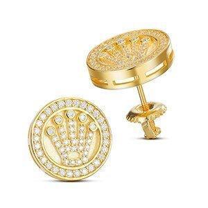 Classic 925 Silver Genuine VVS King’s Crown Hip Hop Earrings - CaratixJewelry