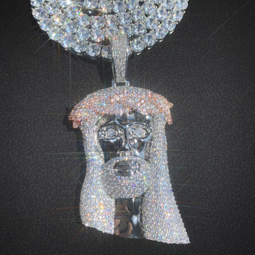 Creative Jesus Thorn Vine Pendant Iced Out Synthetic Moissanite Necklace - CaratixJewelry