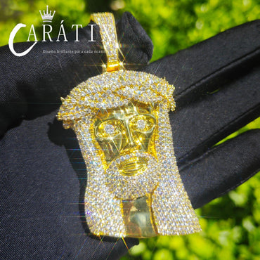 Creative Jesus Thorn Vine Pendant Iced Out Synthetic Moissanite Necklace - CaratixJewelry