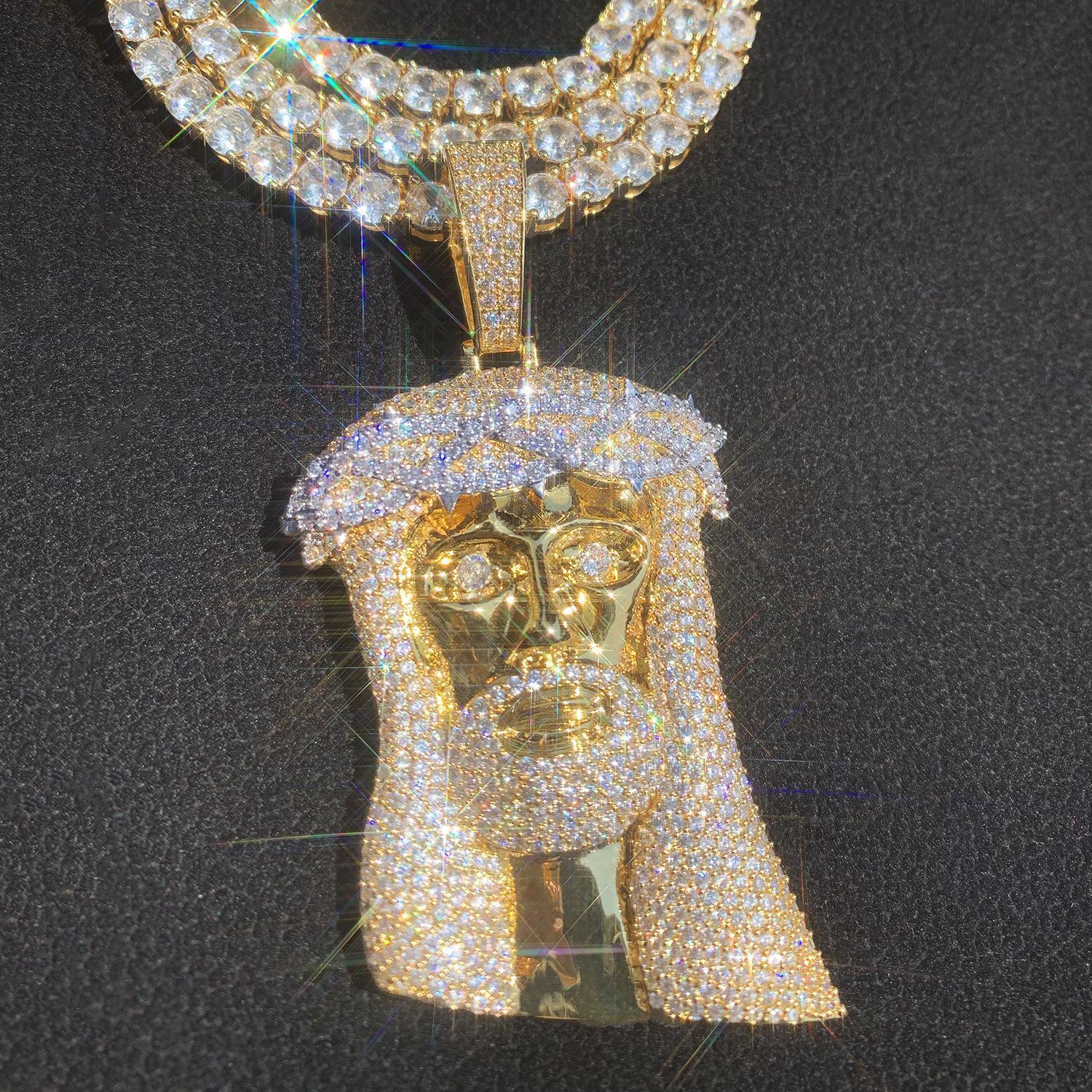 Creative Jesus Thorn Vine Pendant Iced Out Synthetic Moissanite Necklace - CaratixJewelry
