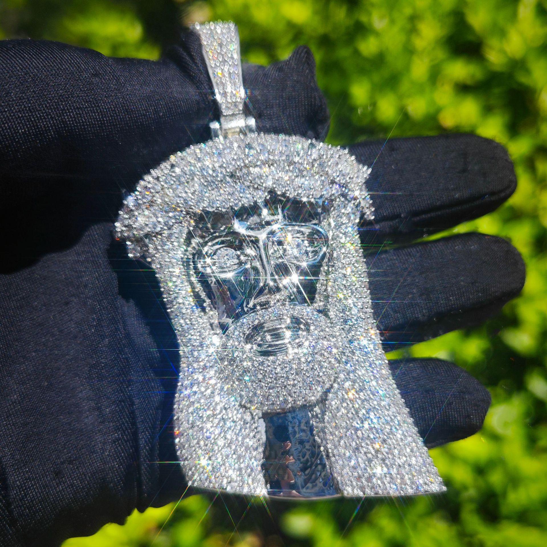Creative Jesus Thorn Vine Pendant Iced Out Synthetic Moissanite Necklace - CaratixJewelry