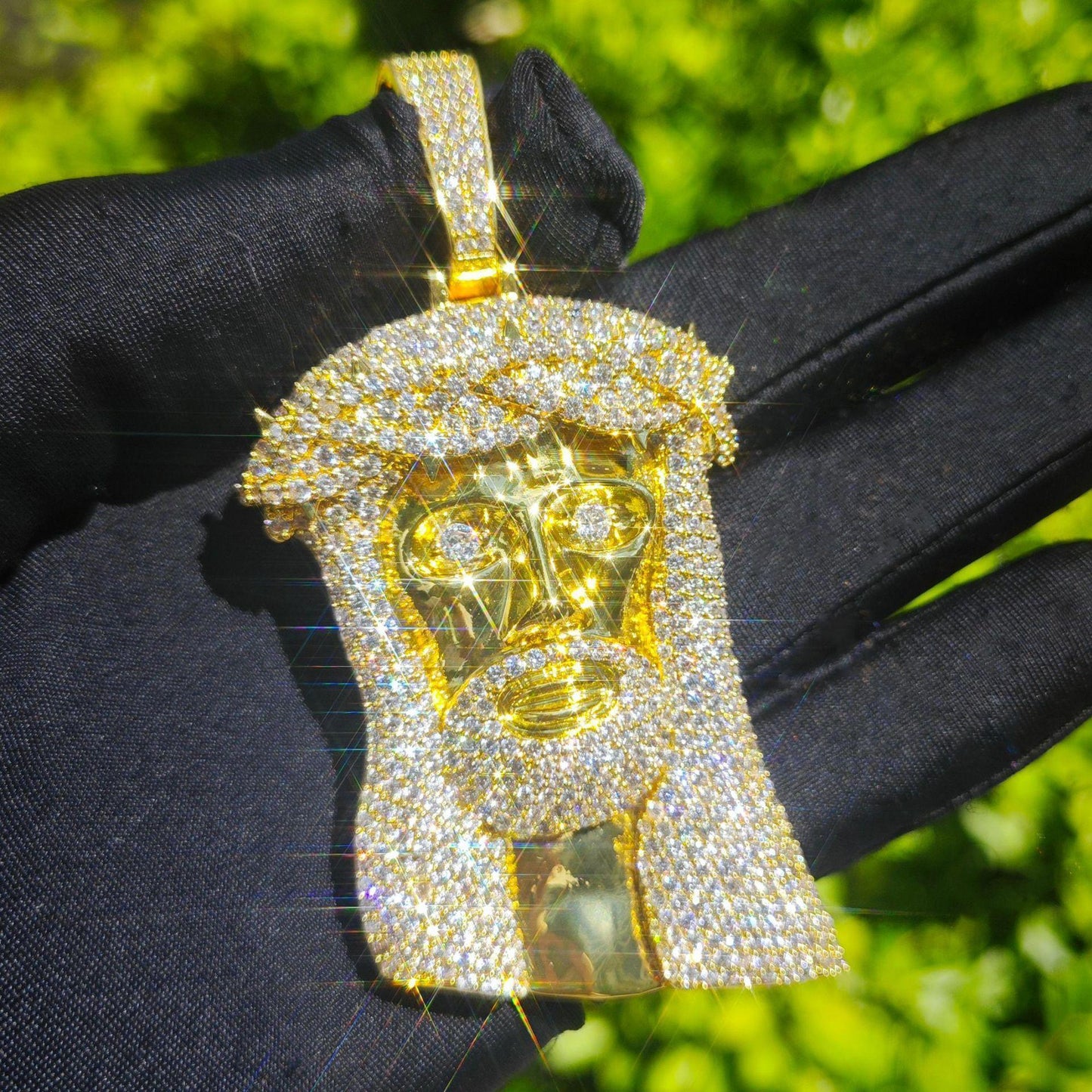 Creative Jesus Thorn Vine Pendant Iced Out Synthetic Moissanite Necklace - CaratixJewelry