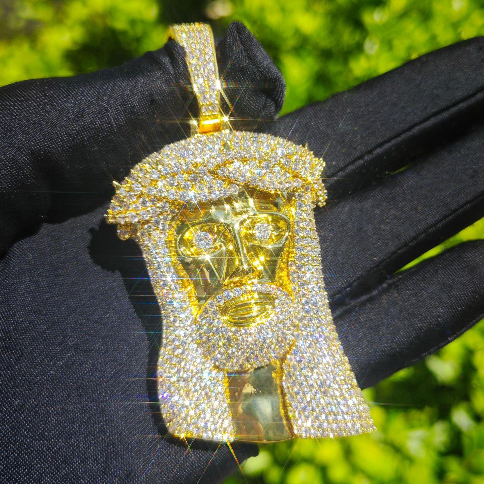 Creative Jesus Thorn Vine Pendant Iced Out Synthetic Moissanite Necklace - CaratixJewelry