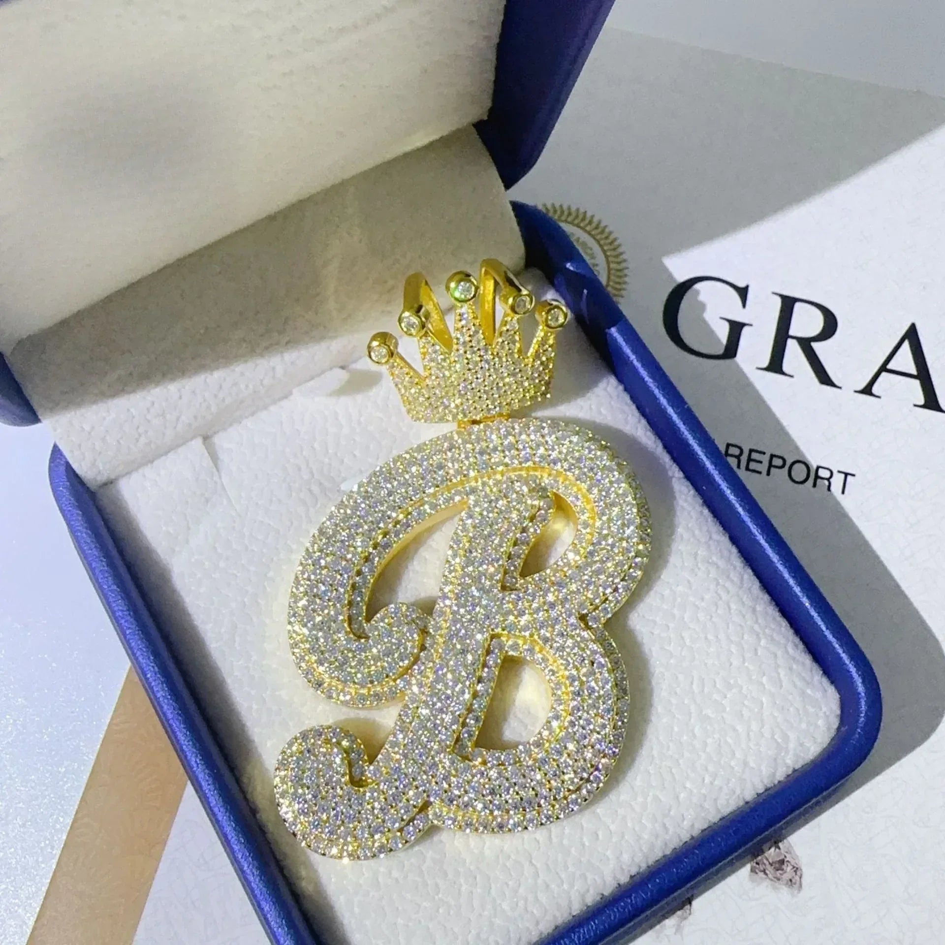 Crown Letter Pendant with Moissanite – New S925 Sterling Silver Personalized Initial Jewelry - CaratixJewelry
