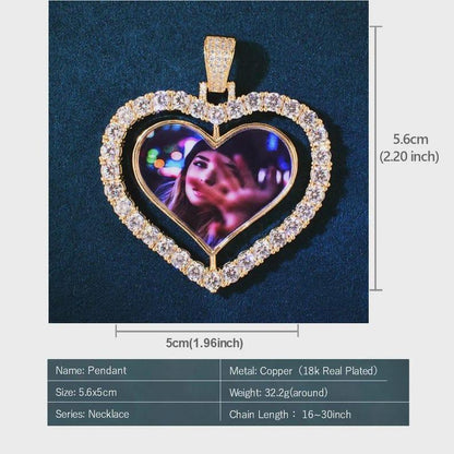 Custom Round Shape Memory Small Pendant Make Medallions Necklace Chain Solid Back One Row Zircon for Men Women Hip Hop Jewelry - CaratixJewelry