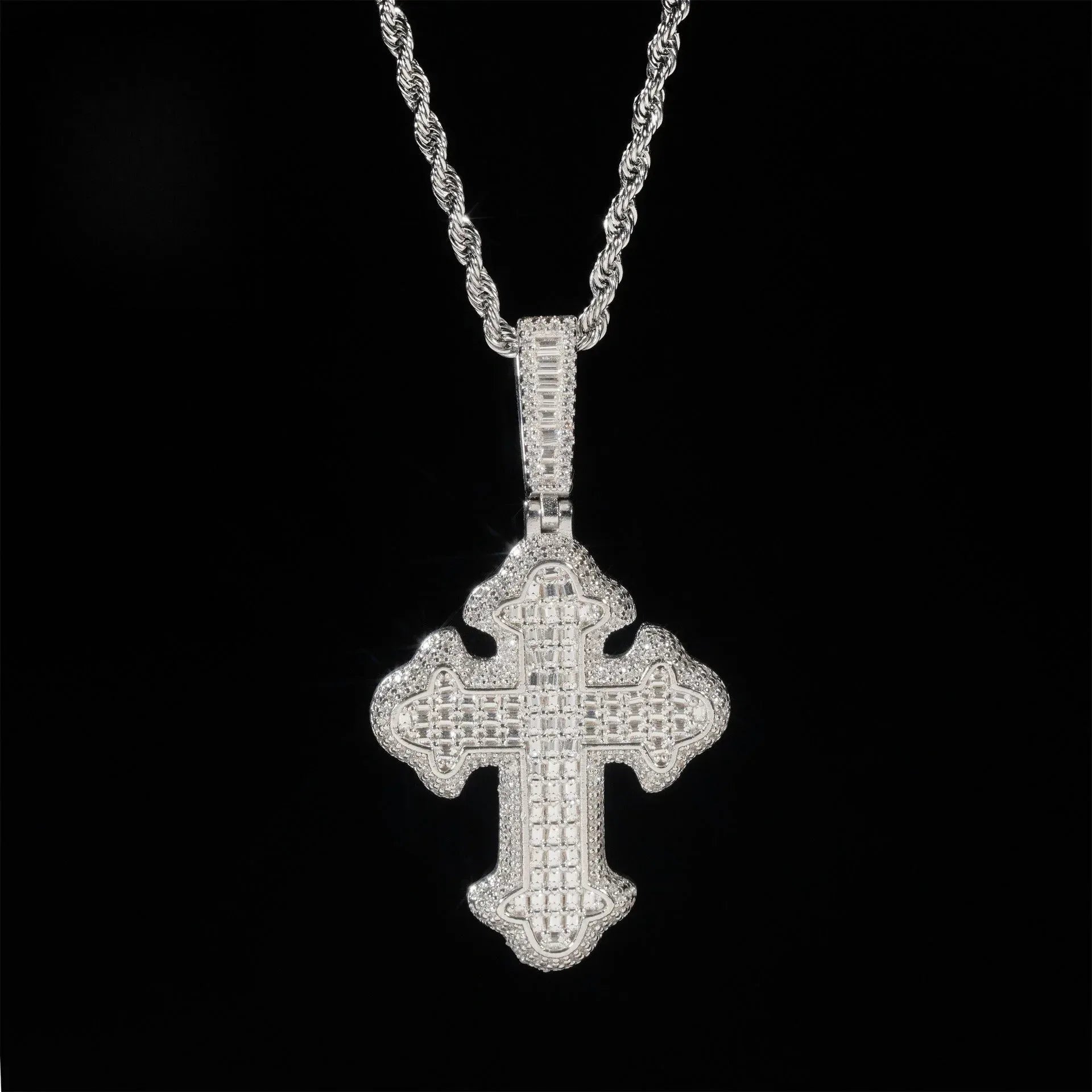 D Color Moissanite Cross Pendant Necklace – 925 Sterling Silver Iced-Out Hip Hop Jewelry - CaratixJewelry