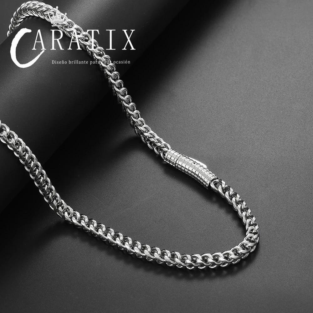 CARÁTIX - Hip Hop Stainless Steel PVD Plated Franco Chain 6MM Polishing Clasp Necklace Stainless Steel  Bracelet Women Mens Jewelry Valentine's Day Gift for Men & Girls & Boys Mothers' Day Gift #Springtok